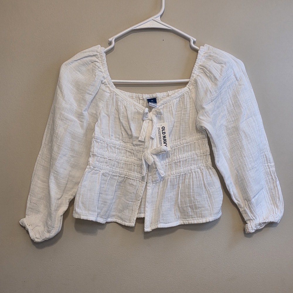 Old Navy White Tie-Front Blouse - Picture 3 of 6